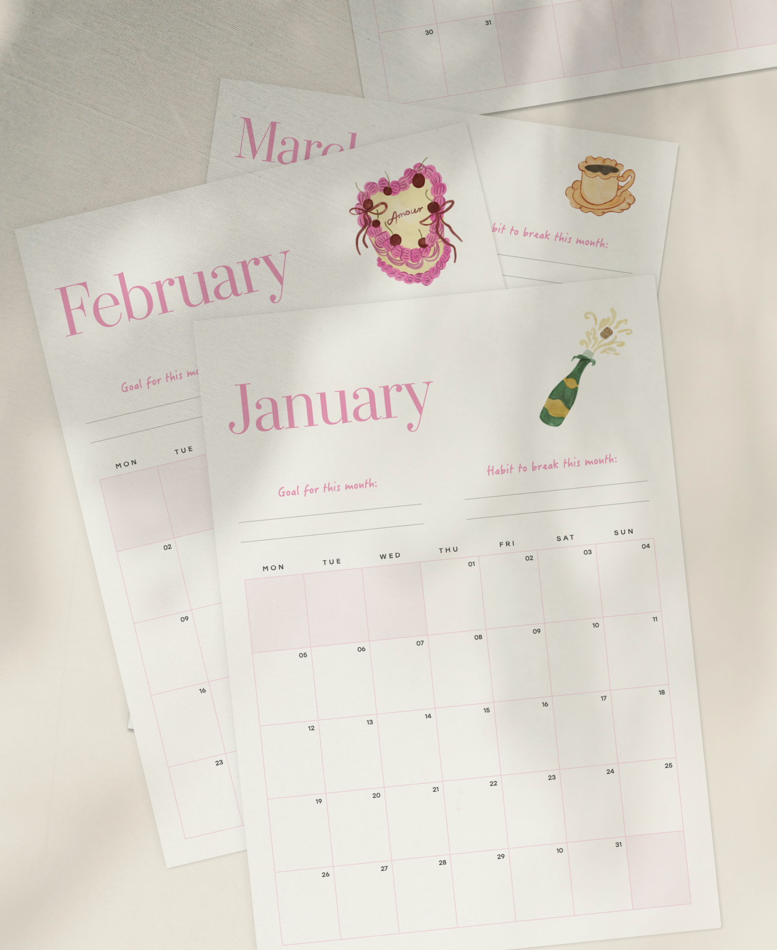 Rise Inside Monthly Planner (Printable A4)
